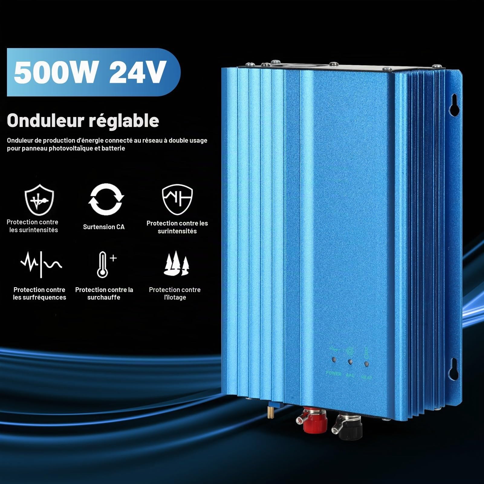 Jadeshay Onduleur Solaire Micro 500W 24V MPPT 220V