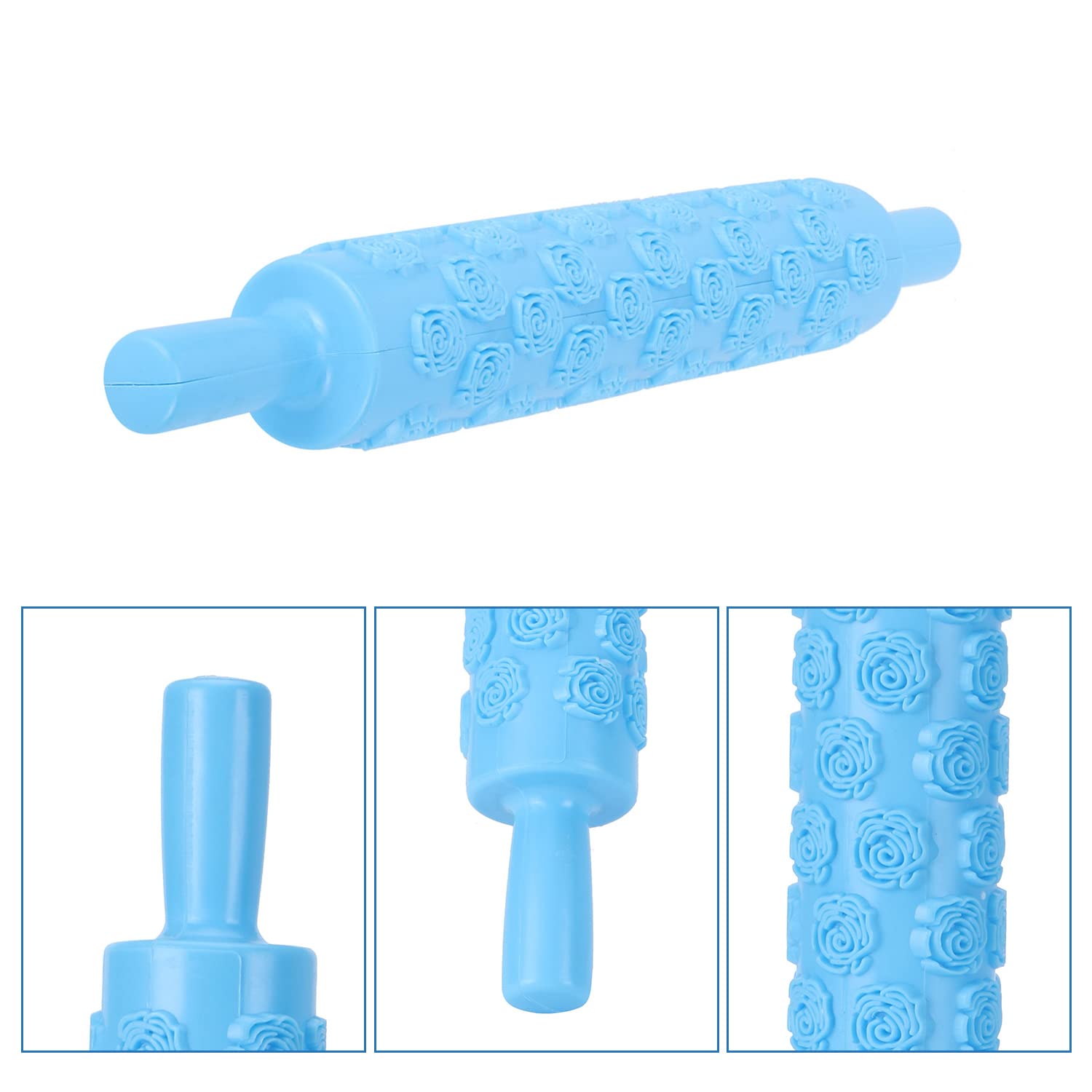 Tissting Rouleau à Pâtisserie Relief Bleu Plastique Alimentaire