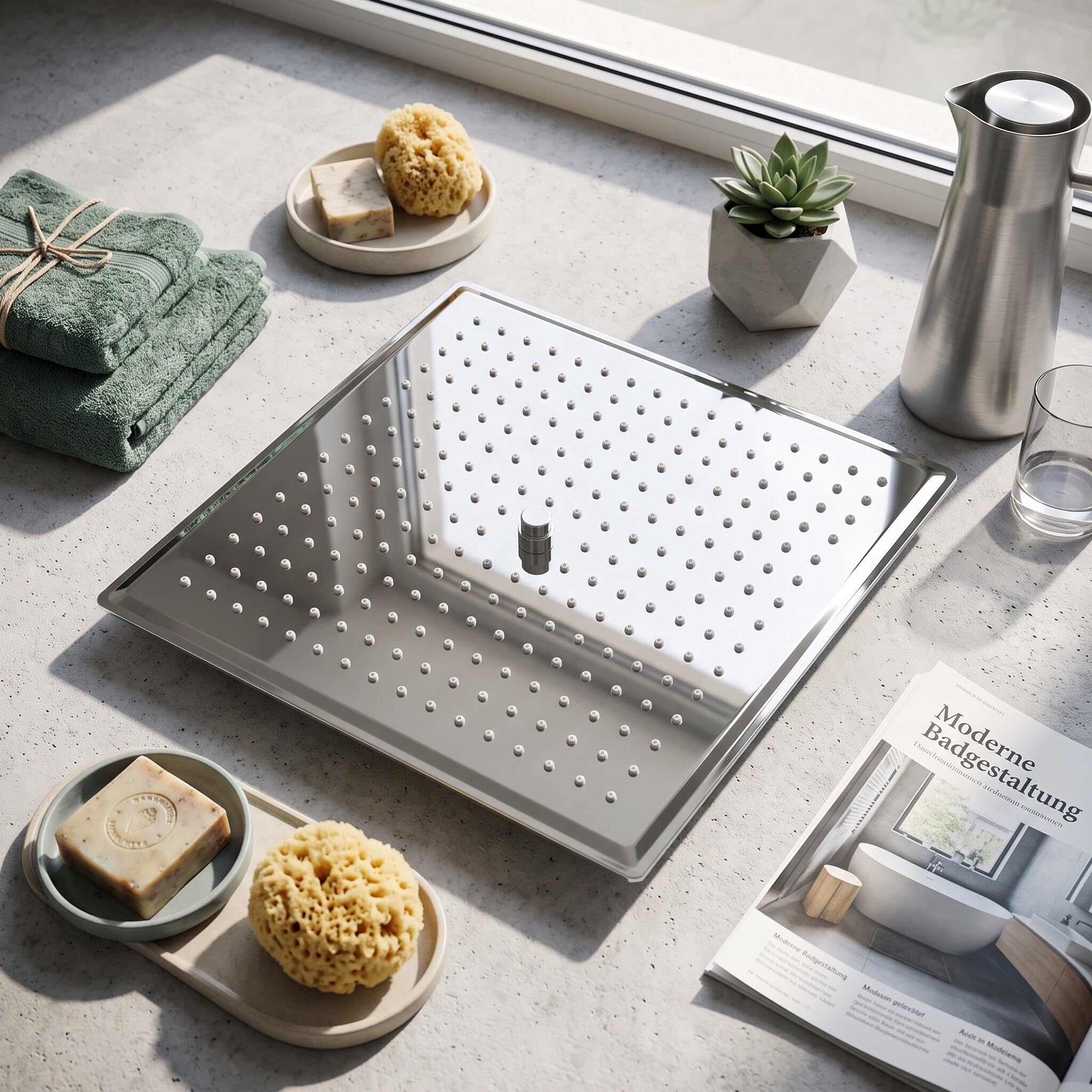 Ejoyous Bathroom Pommeau Douche Pluie 50x50cm Inox Argent