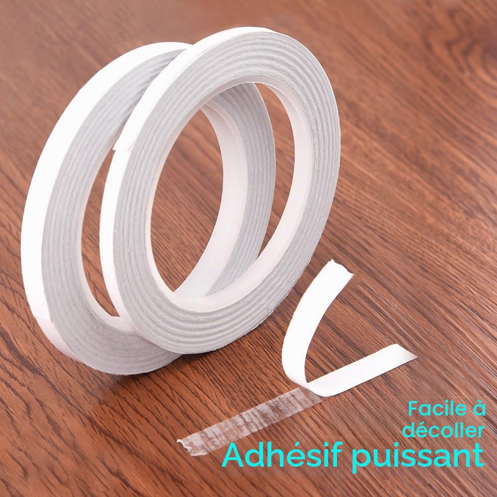 FEPITO 2 rubans double face blanc 5mm 9mm 35m