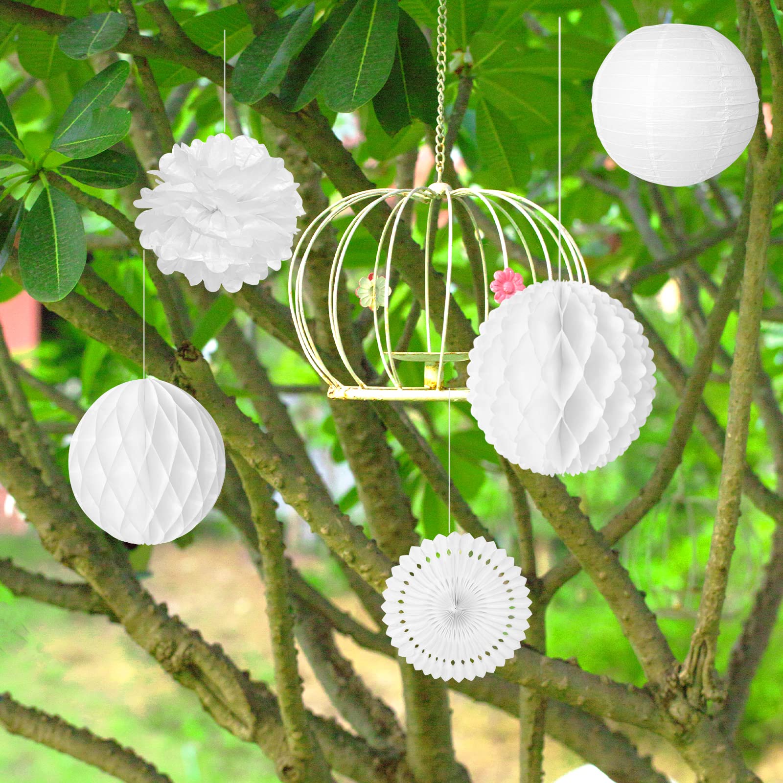 FEPITO Party Decorations déco papier blanc lot 16 mariage