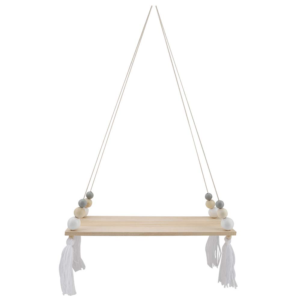 Tissting Étagère Murale Suspendue Gris Blanc Bois 39cm
