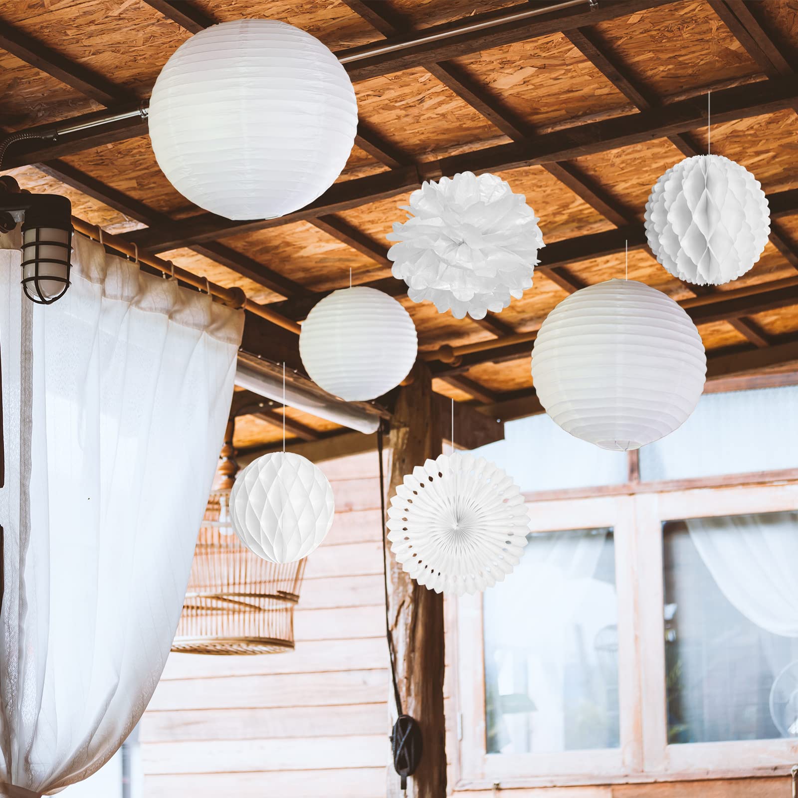 FEPITO Party Decorations déco papier blanc lot 16 mariage