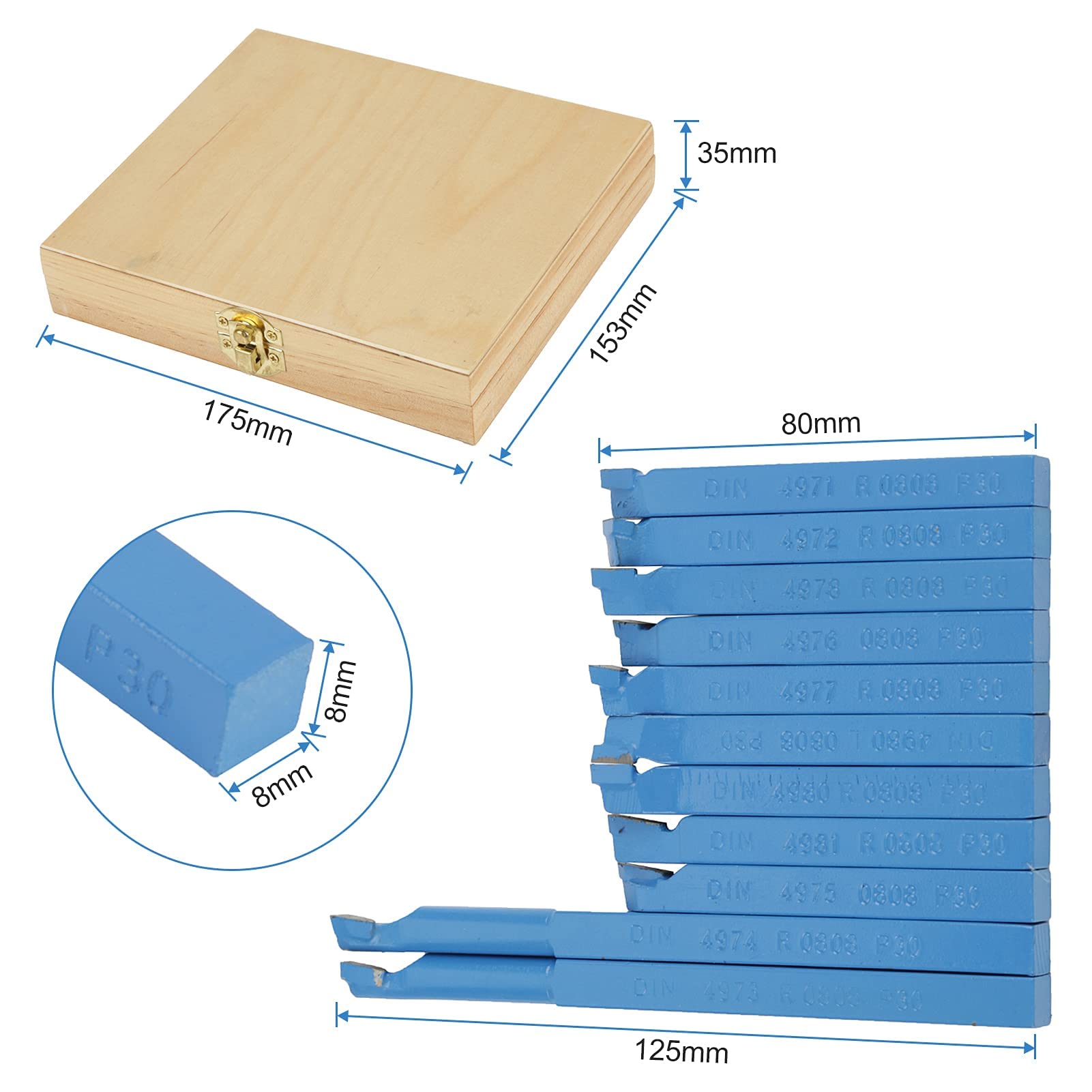 Ejoyous Home Improvement Tool 11 outils de tour 8x8mm carbure