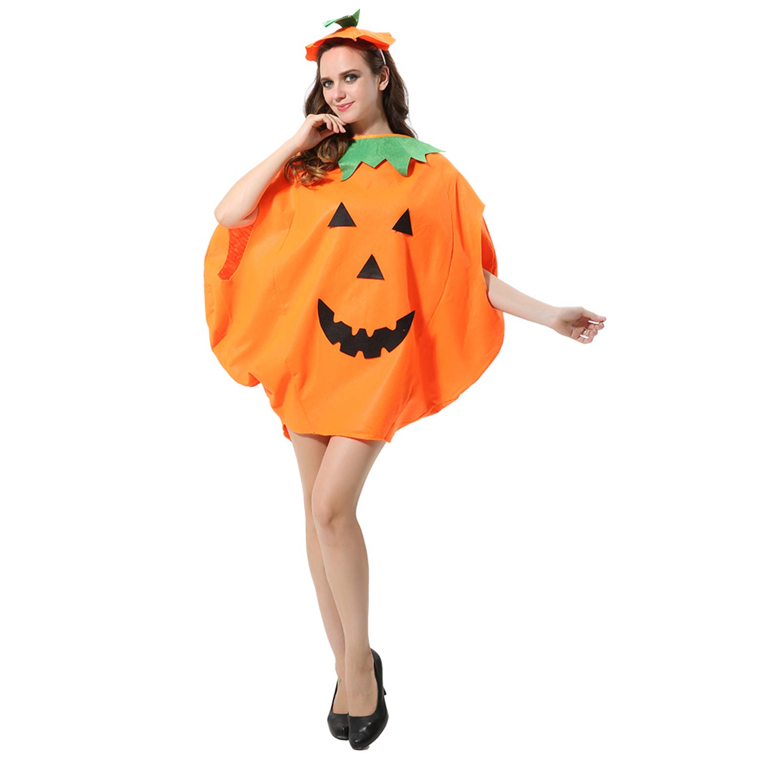 FEPITO Costume Citrouille Halloween Adulte 4 Pièces orange
