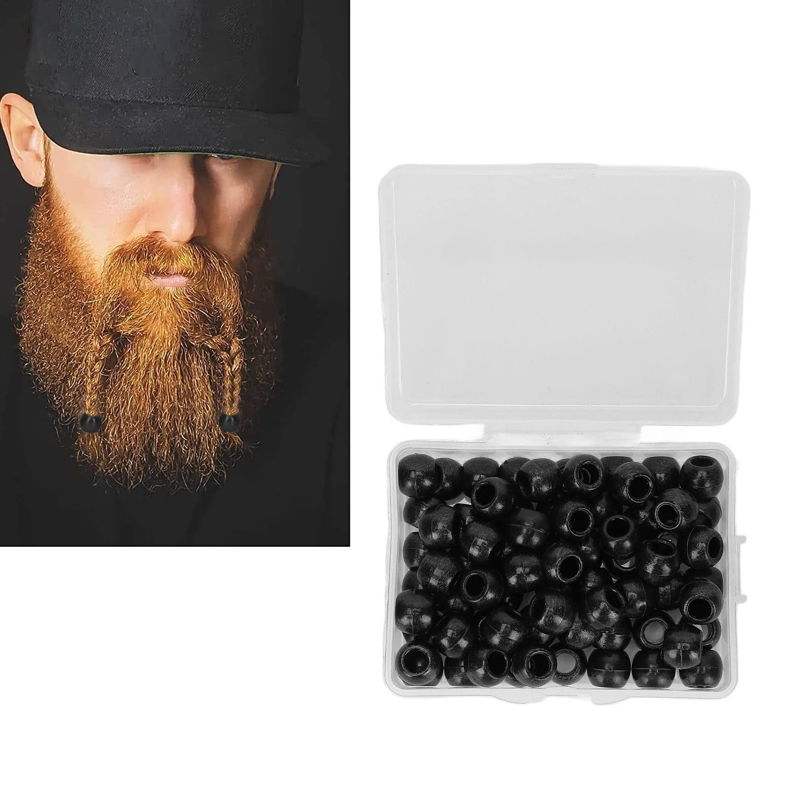 Tissting Perles Barbe Dreadlocks Plastique Noir 70 Pièces