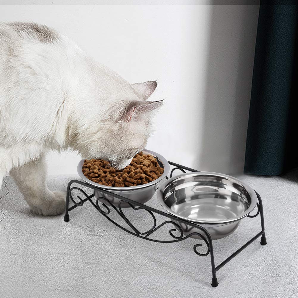 Ejoyous Living Room Gamelle Double Inox Surélevée Chien Chat