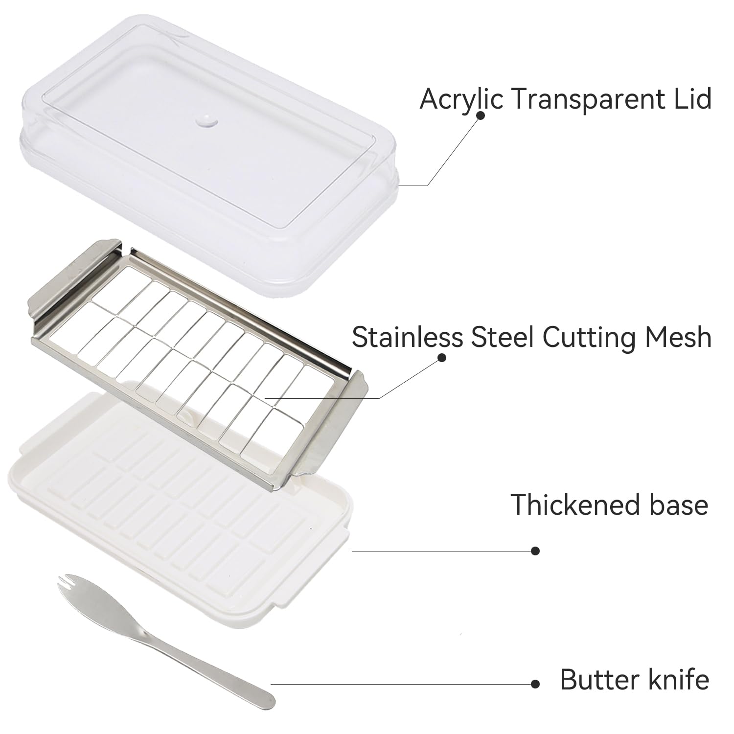 Tissting Kitchen Beurrier avec Couvercle Inox Blanc 19 cm