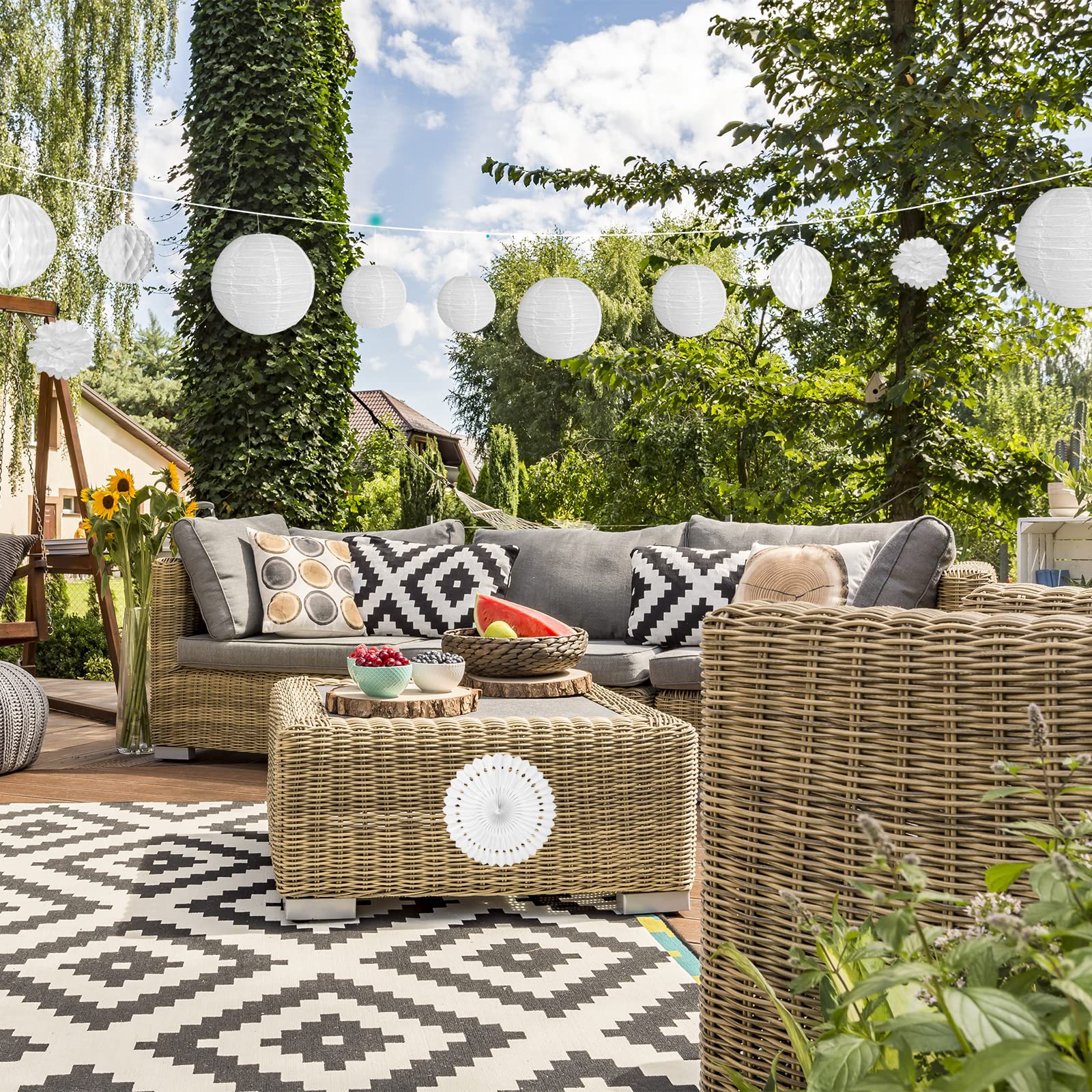 FEPITO Party Decorations déco papier blanc lot 16 mariage