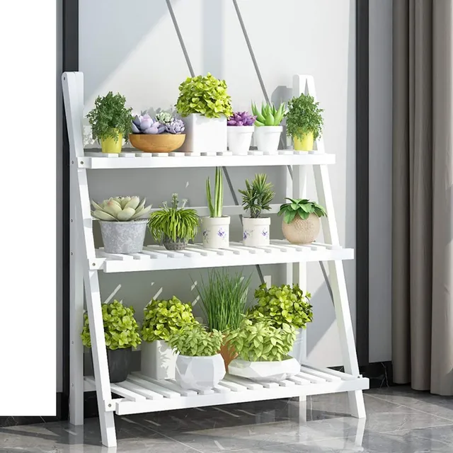 Ejoyous Étagère Plantes Bambou 3 Niveaux 70x40x96 Pliable
