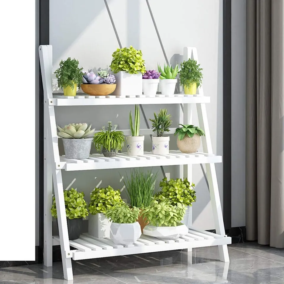 Ejoyous Étagère Plantes Bambou 3 Niveaux 70x40x96 Pliable
