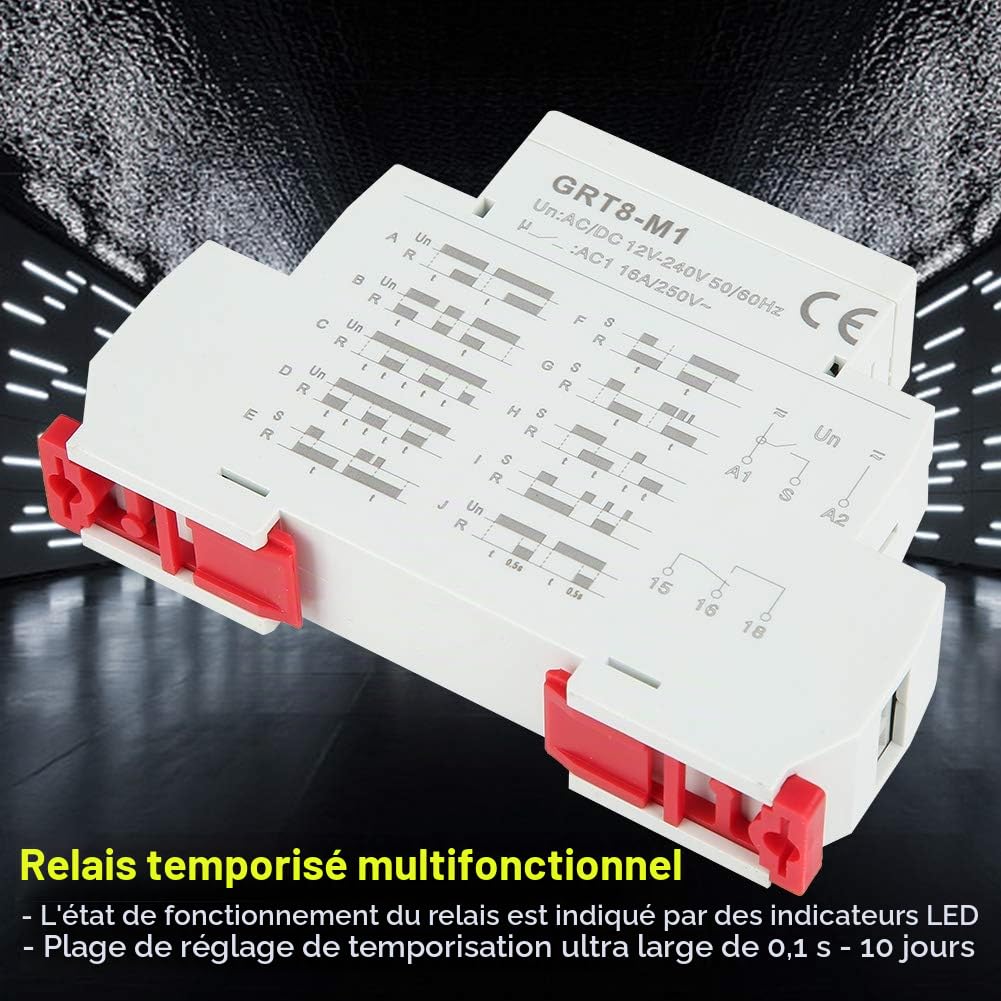 Jadeshay GRT8-M1 relais temporisé 12V-240V 10 fonctions