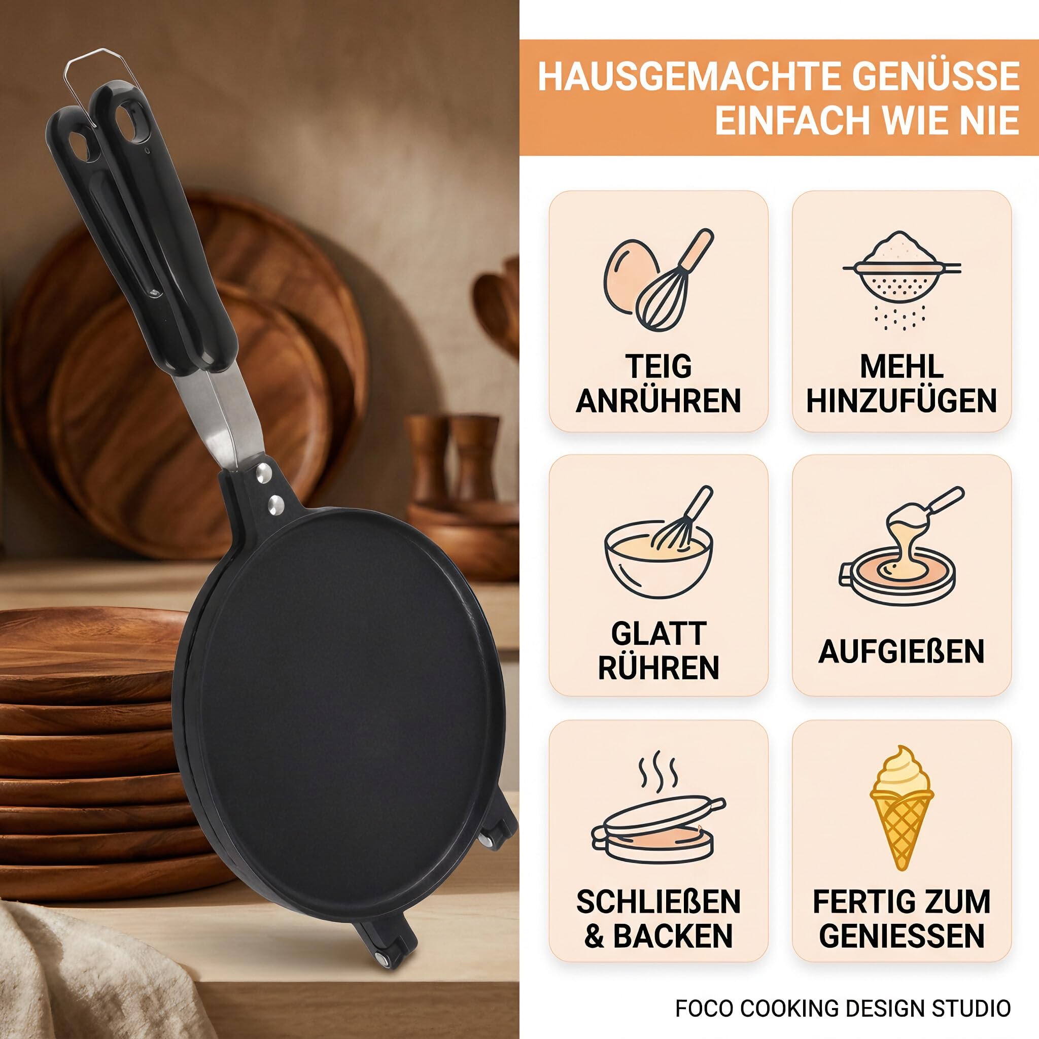 Ejoyous Kitchen gaufrier cornet Mini gaz antiadhésif 38,5 cm