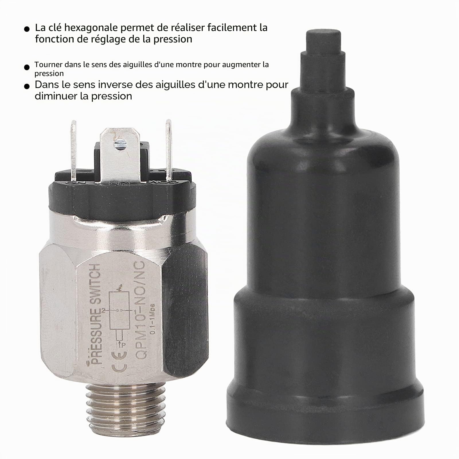 FTVOGUE Pressostat Diaphragme 1/2 Pouce Inox Réglable