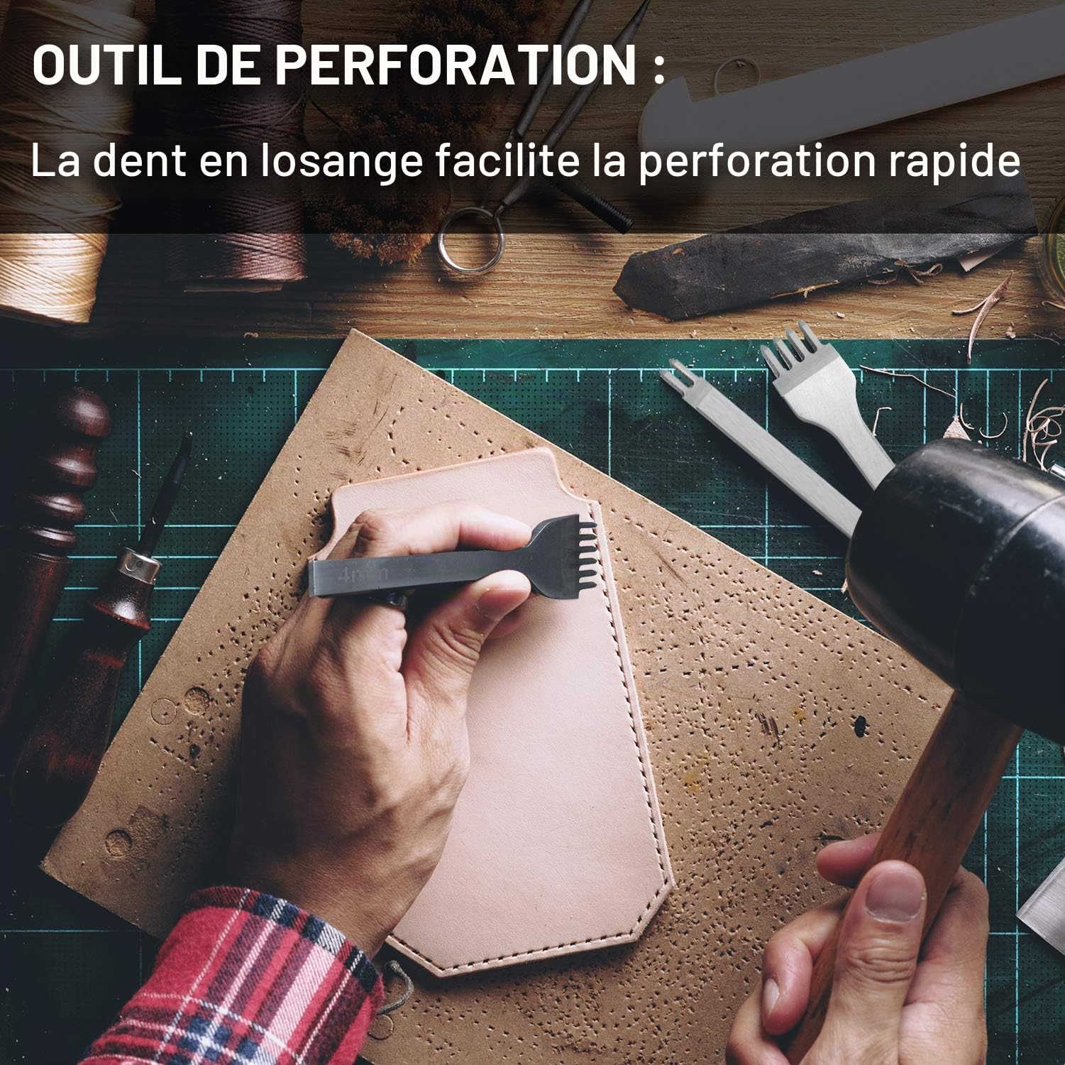 FEPITO kit outils cuir 58 pièces couture main