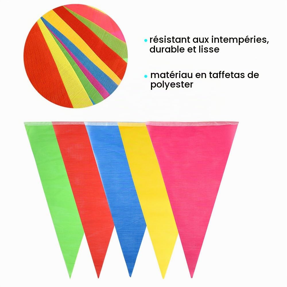 FEPITO Guirlande 300 Fanions Multicolores 114m Nylon