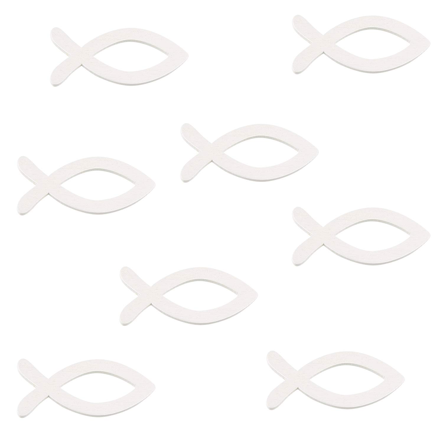 FEPITO Party Decorations poisson bois blanc 5 cm 50 pcs
