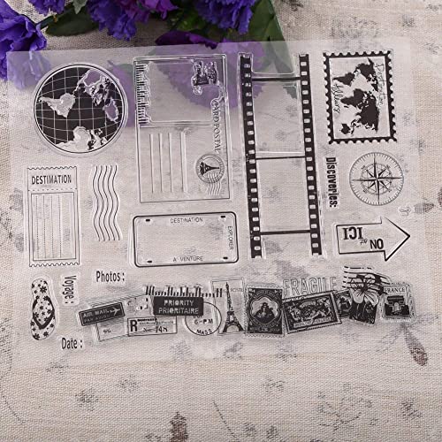 Ejoyous Tampons Silicone Transparents Voyage Carte Terre 13 Motifs