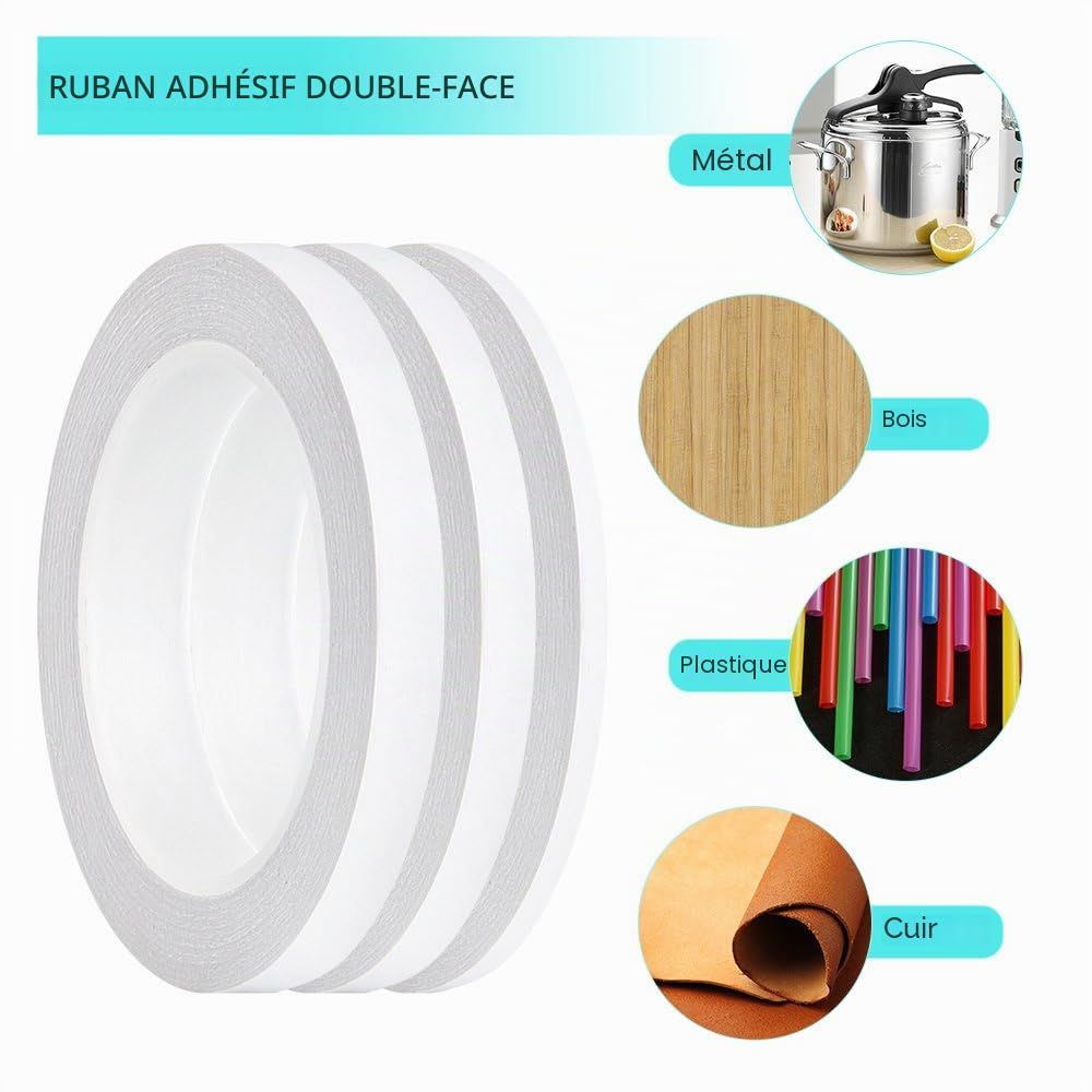 FEPITO Adhesive Tapes ruban double face 5 rouleaux 25 m