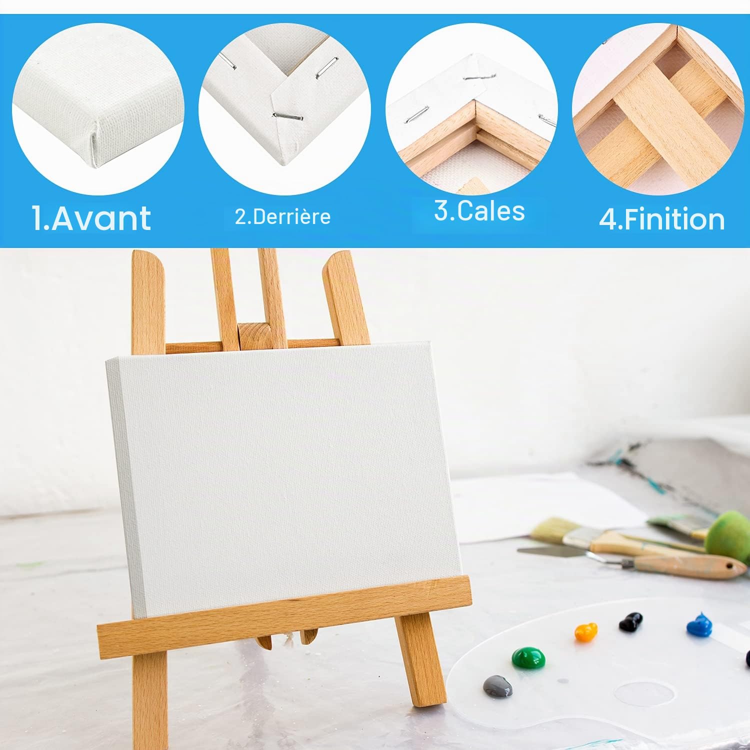 Fepito Lot 6 Toiles Vierges Tendues Blanc Coton