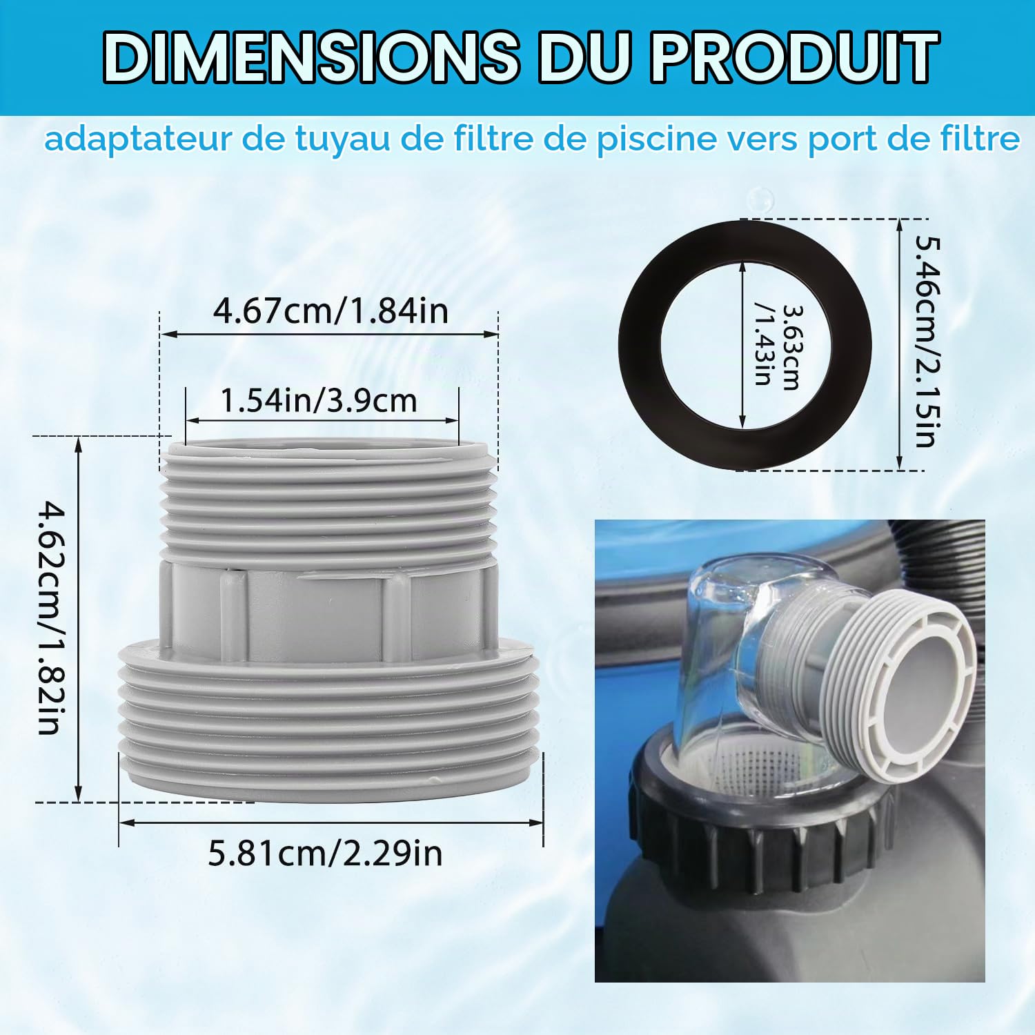 Tissting OUTDOOR kit 2 adaptateurs tuyau piscine 60/47mm