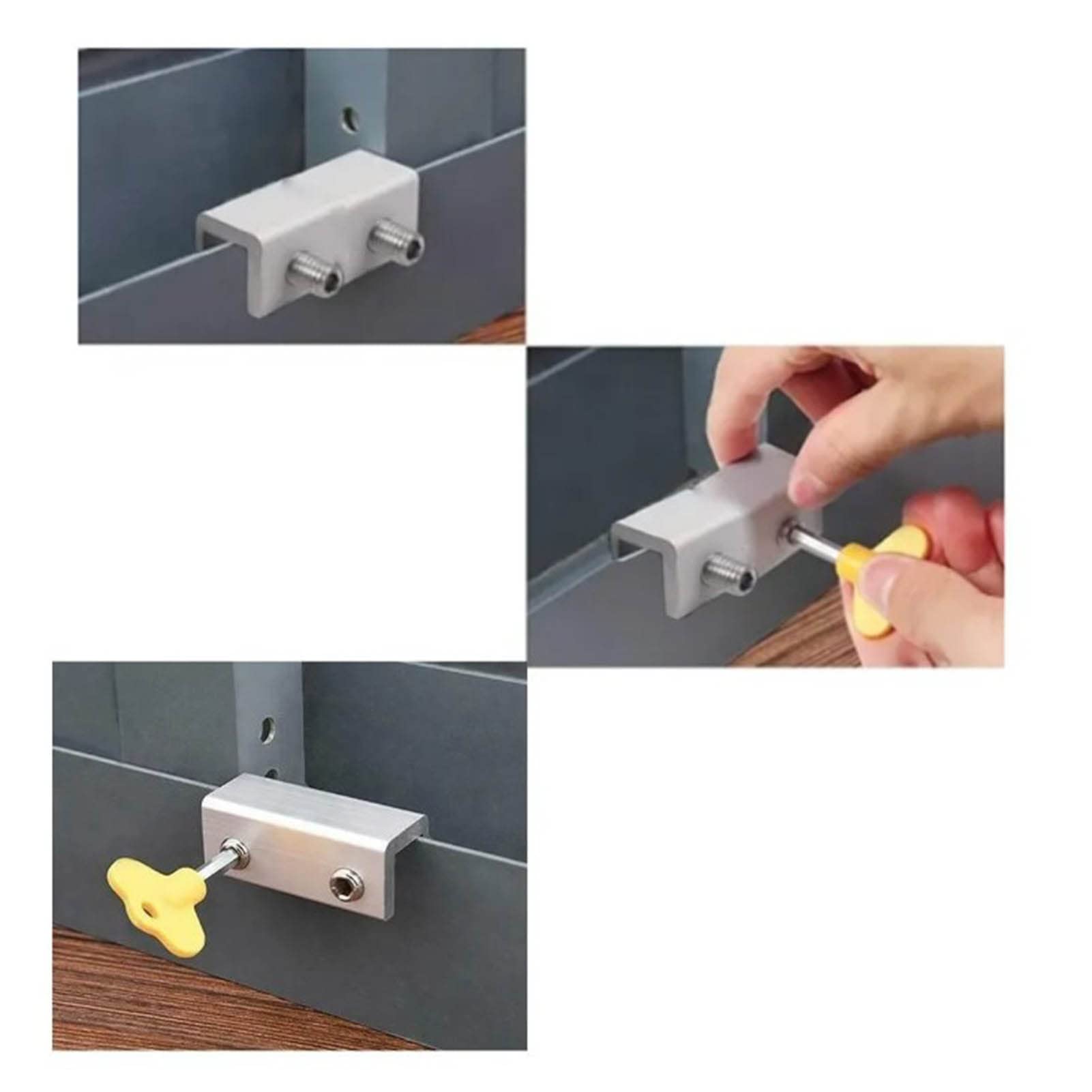 Tissting Verrou Porte Coulissante Noir Acier Lot de 4