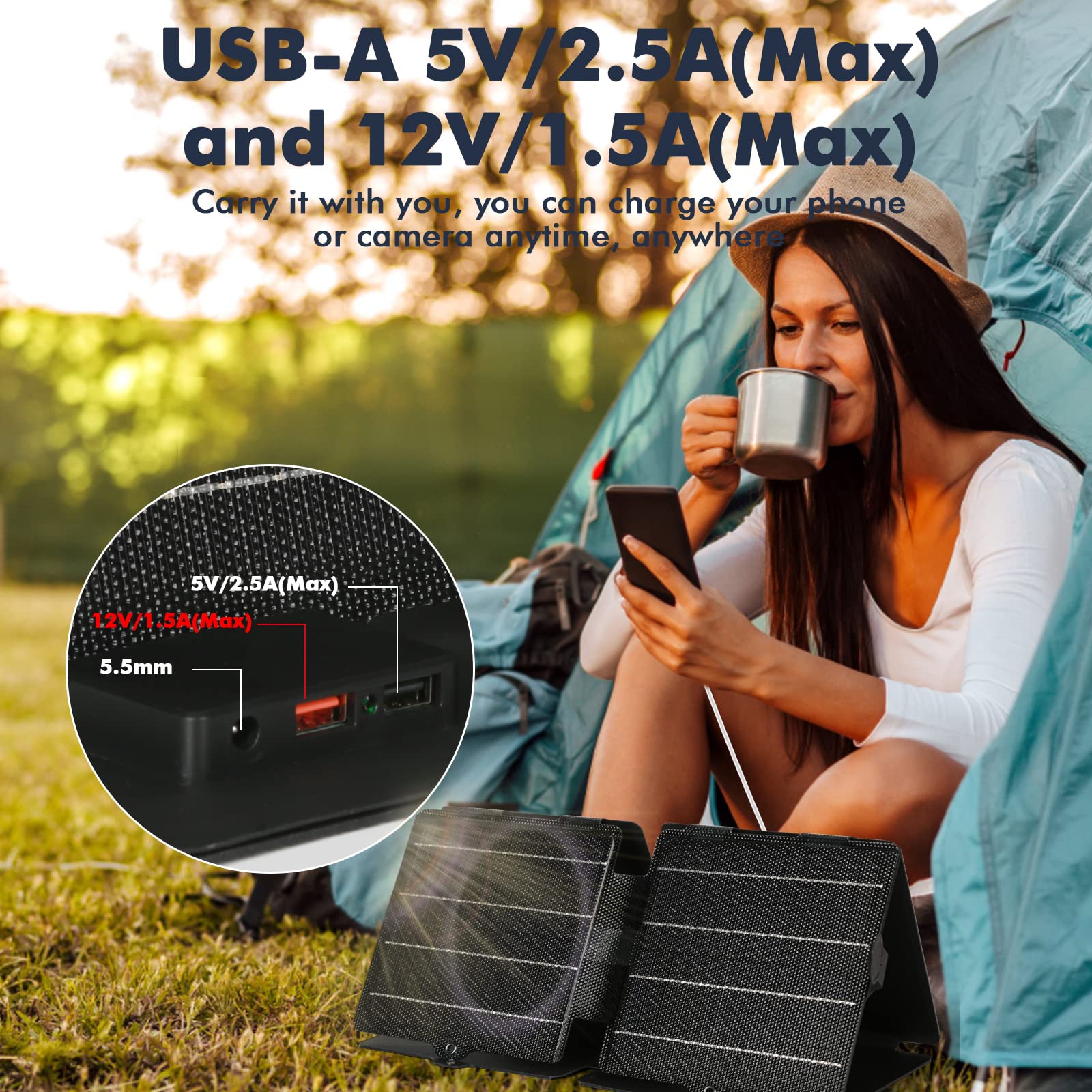Jadeshay chargeur solaire pliable 42W monocristallin USB