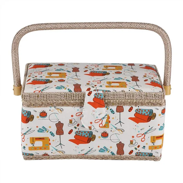 Ejoyous Tool boîte couture tissu floral grande 30,5 cm