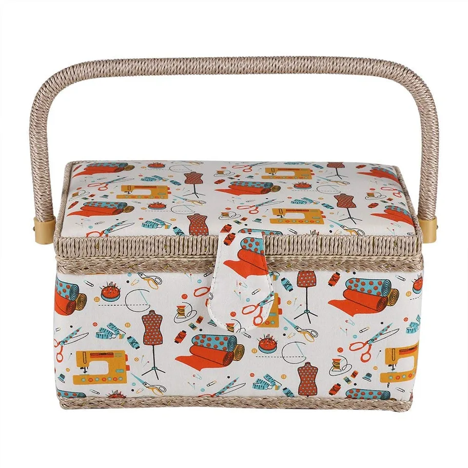 Ejoyous Tool boîte couture tissu floral grande 30,5 cm