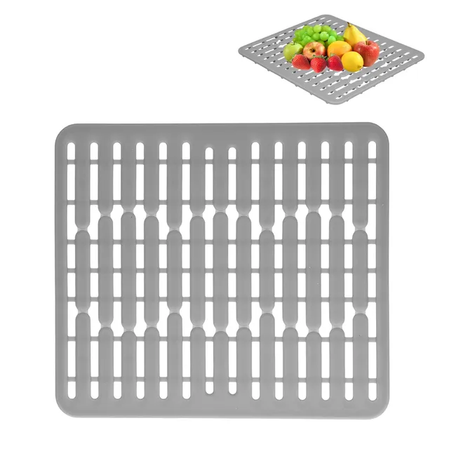 Tissting Tapis Évier Silicone Gris 32,5x28,7 cm