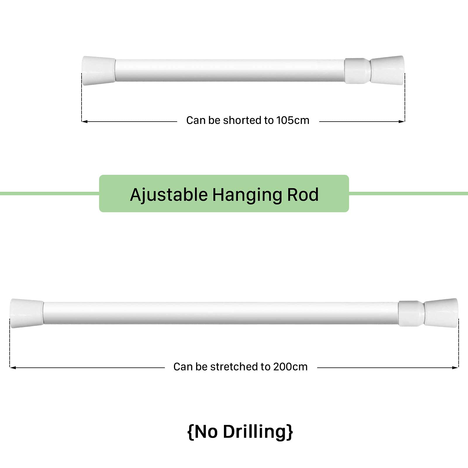 Ejoyous Bathroom tringle rideau sans perçage 105-190 cm fer