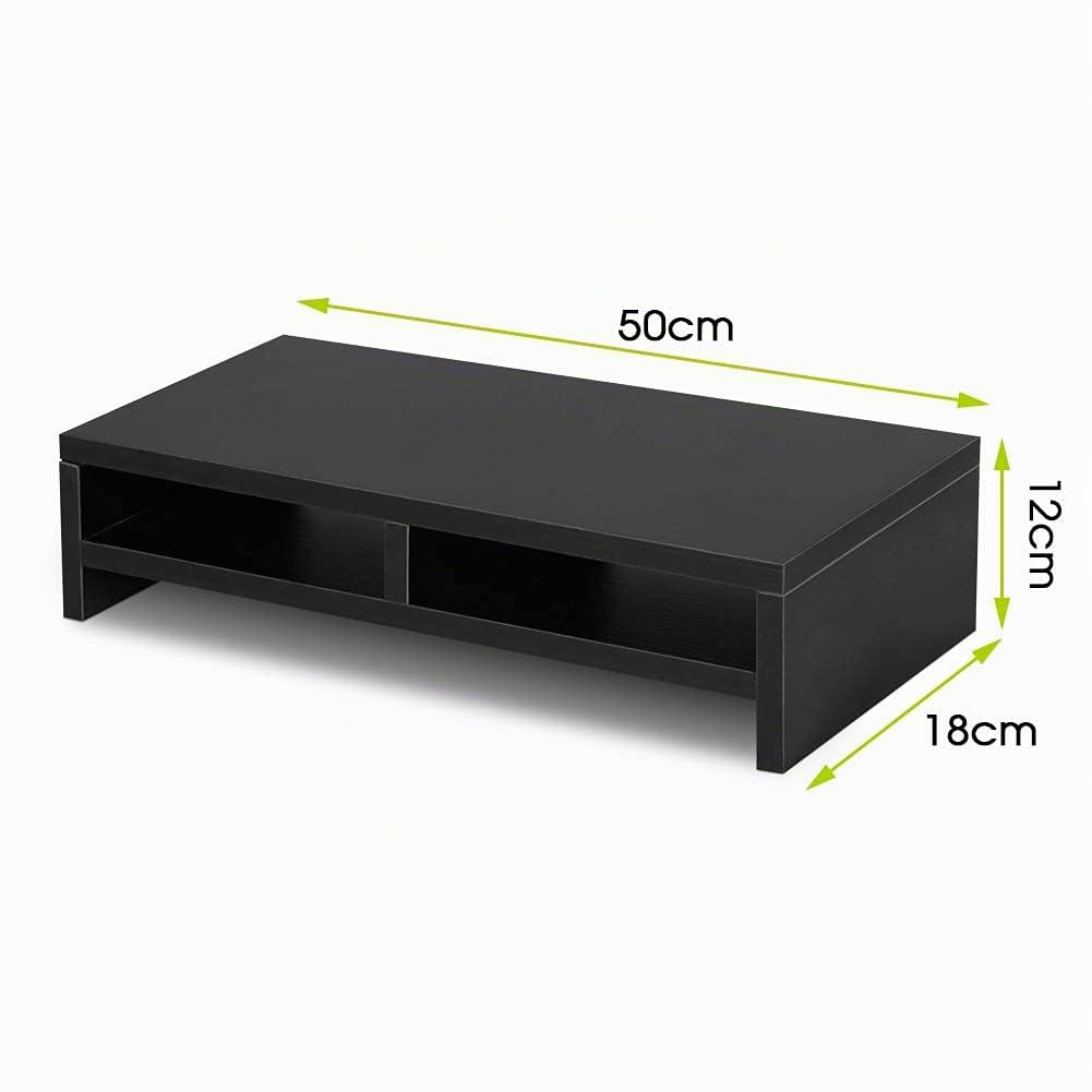 Ejoyous Computer Table support moniteur bois noir 2 tiroirs