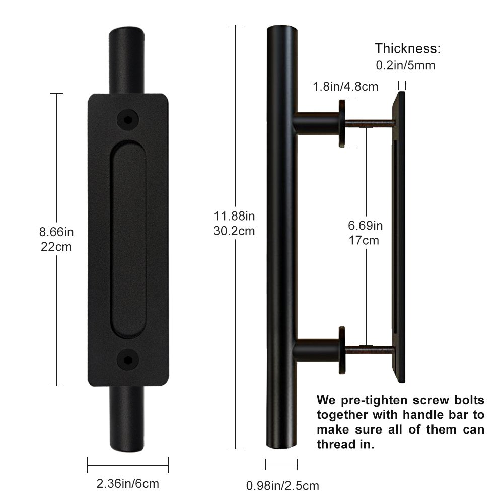 Ejoyous Home Improvement poignée porte grange noire acier