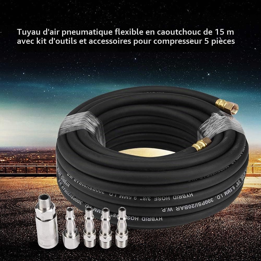 Ejoyous Home Improvement Tool tuyau air 15m caoutchouc noir
