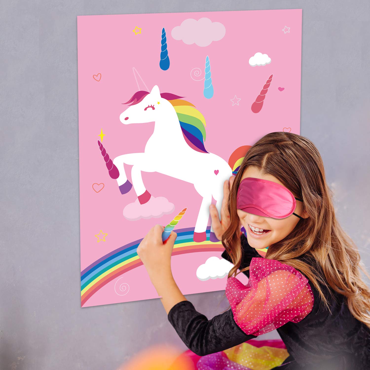 FEPITO Party Games Pin Horn Unicorn jeu rose