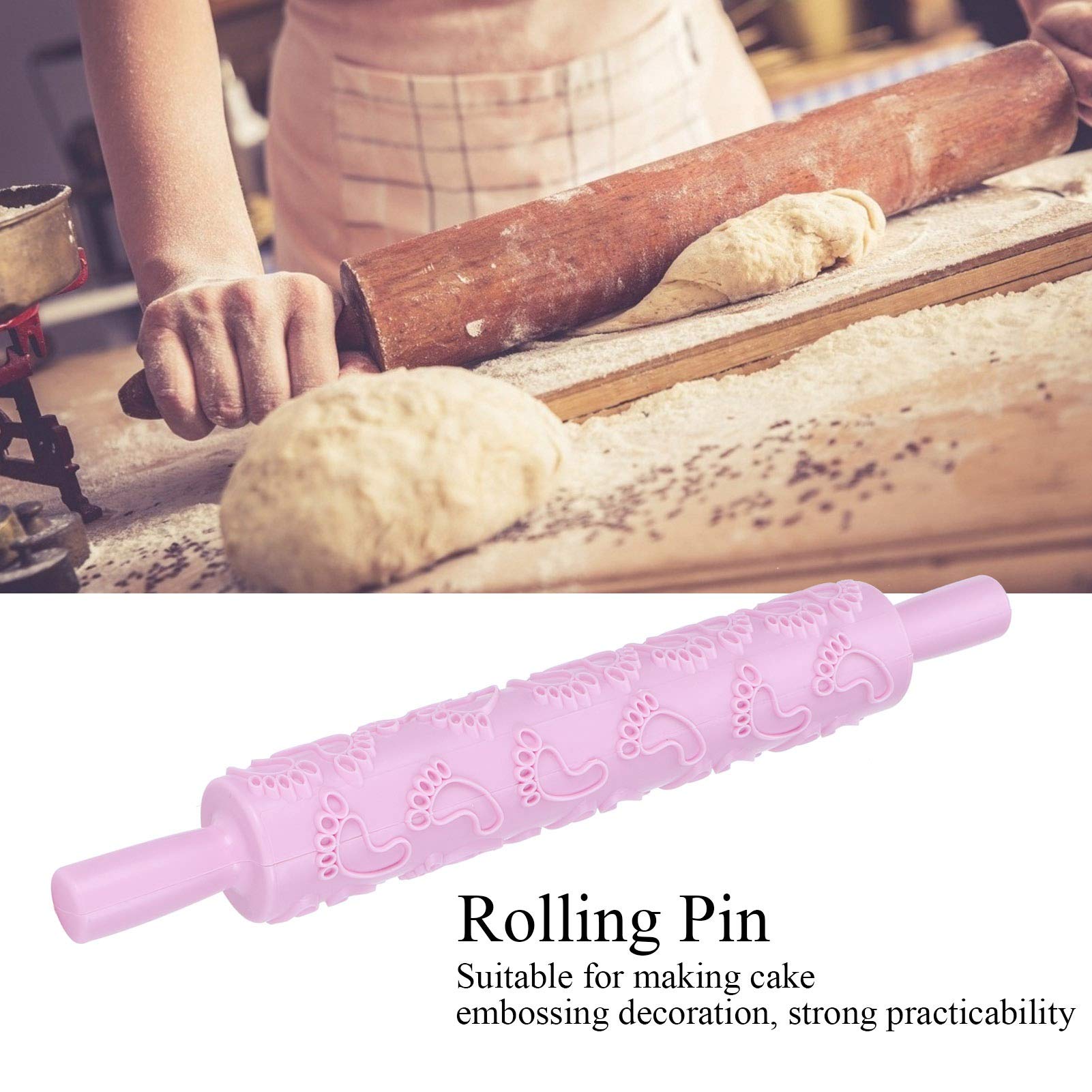 Tissting Rouleau Pâtisserie Relief Rose Motif 3D