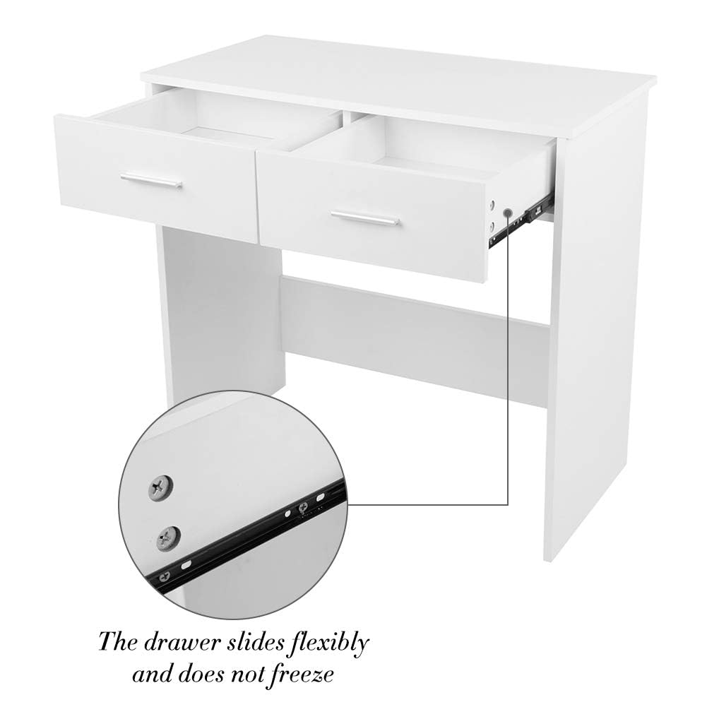 Ejoyous Living Room Bureau Blanc MDF 2 Tiroirs 80 cm